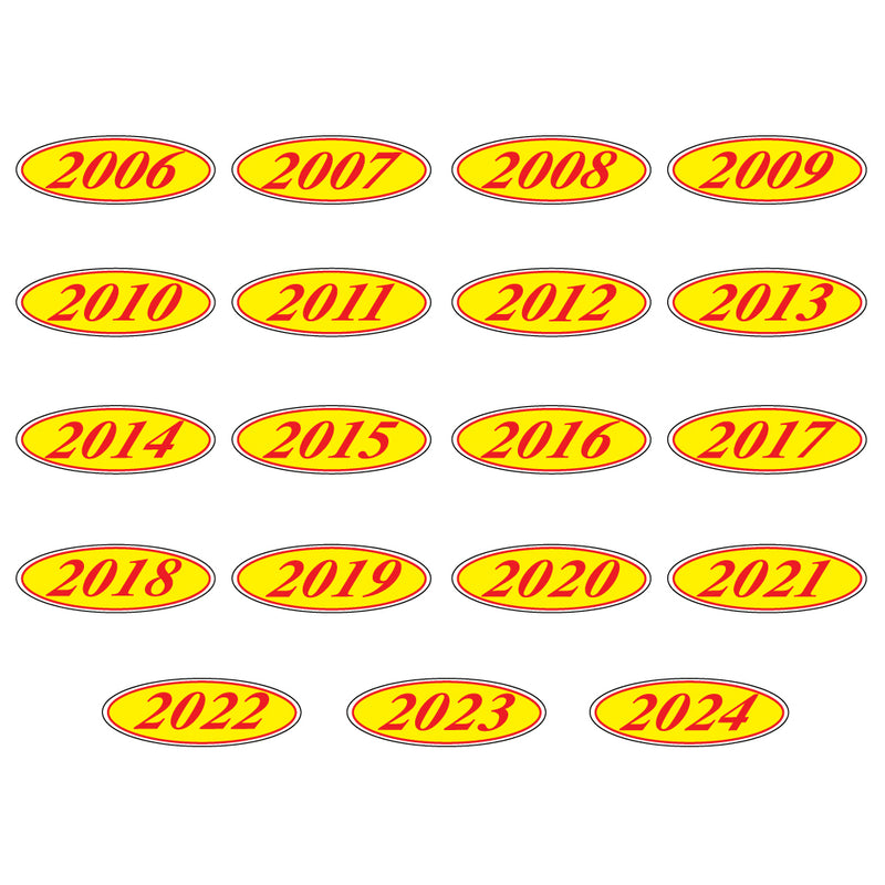 Load image into Gallery viewer, Red & Yellow Oval Year Model