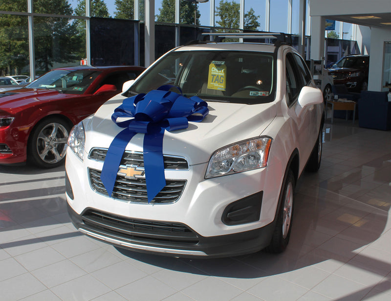 Load image into Gallery viewer, Large 30-inch blue car bow from My Store, showcasing a vibrant decorative gift ribbon for vehicles.