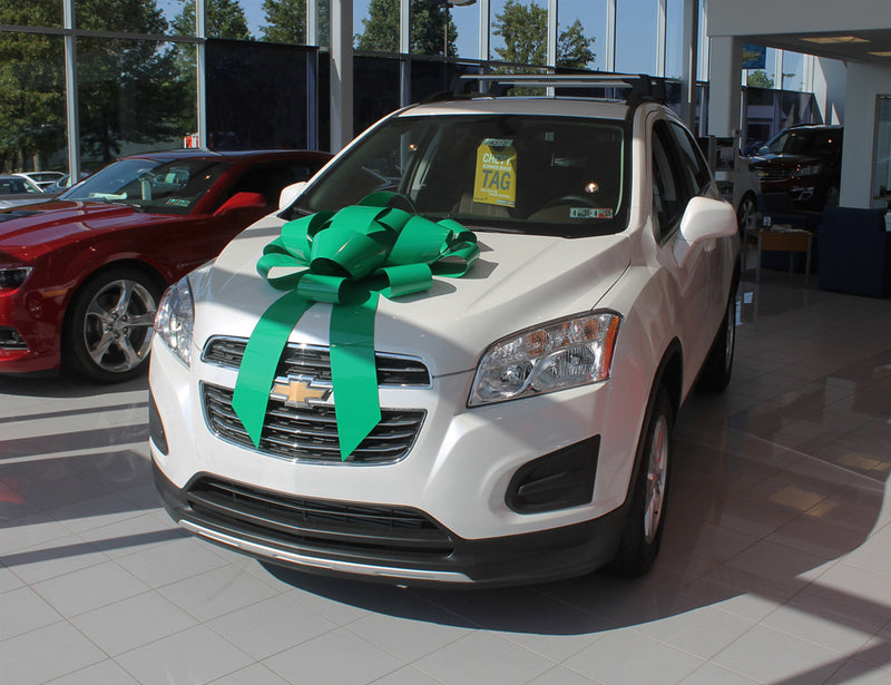 Load image into Gallery viewer, Bright green 30-inch car bow from My Store, showcasing a large, festive decorative bow for vehicle gift wrapping.