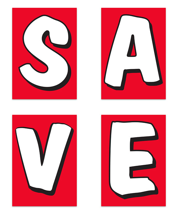Load image into Gallery viewer, 3D Jumbo Under the Hood Sign Set Red Background - S-A-V-E kit of (4)
