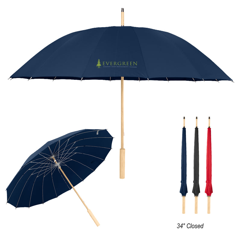 Load image into Gallery viewer, 46" Arc Umbrella With 100% RPET Canopy & Bamboo Handle