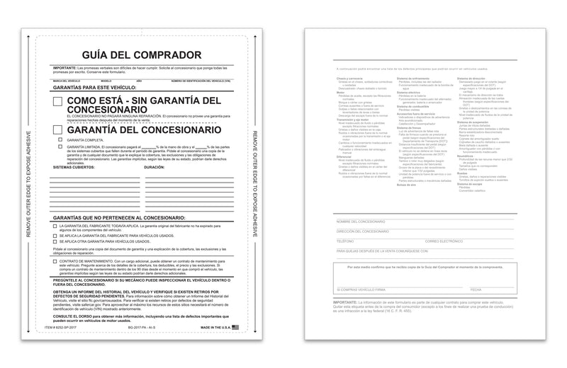 Load image into Gallery viewer, Interior Buyers Guide - BG-2017 - As Is - P/A - Spanish - Qty. 100