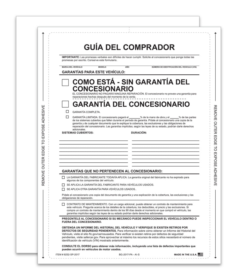 Load image into Gallery viewer, Interior Buyers Guide - BG-2017 - As Is - P/A - Spanish - Qty. 100