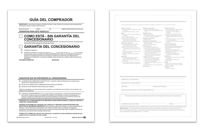 Load image into Gallery viewer, Exterior Buyers Guide - 2017 - As Is - P/A - Spanish-No Lines - Qty. 100