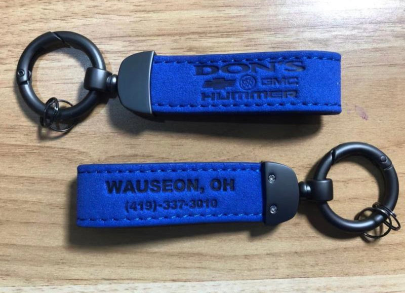 Load image into Gallery viewer, Custom Leather Suede with Gun Metal Key Fob