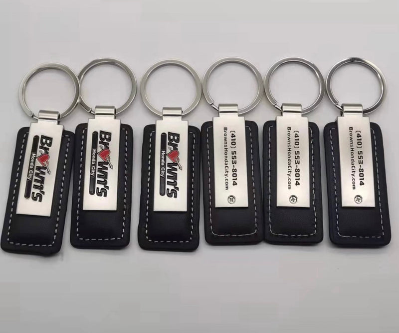 Load image into Gallery viewer, Custom Leather/Metal Rectangle Key Fobs