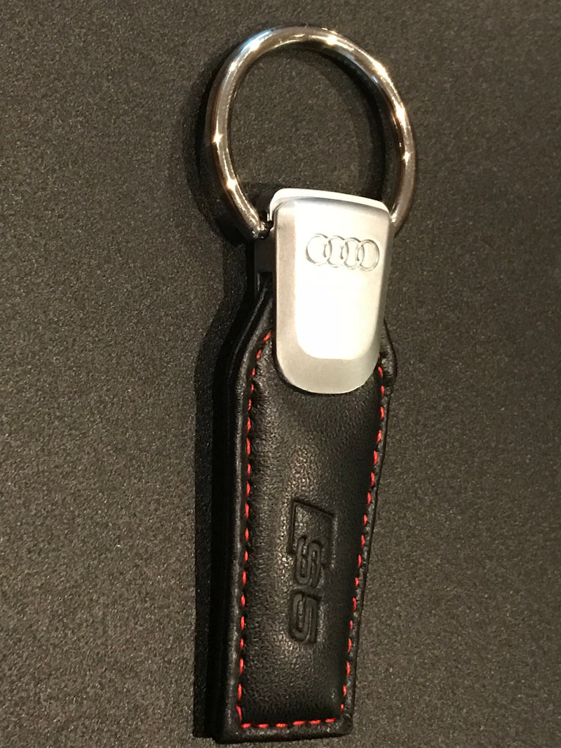Load image into Gallery viewer, Twist & Release Brushed Chrome Metal/Leather Key Fob