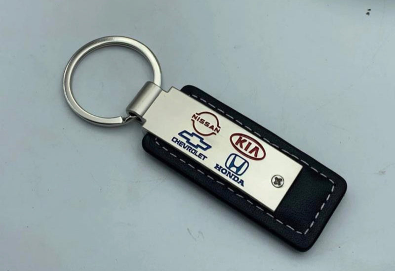 Load image into Gallery viewer, Custom Leather/Metal Rectangle Key Fobs