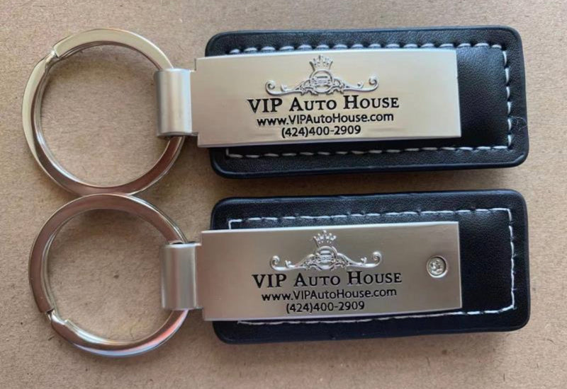 Load image into Gallery viewer, Custom Leather/Metal Rectangle Key Fobs