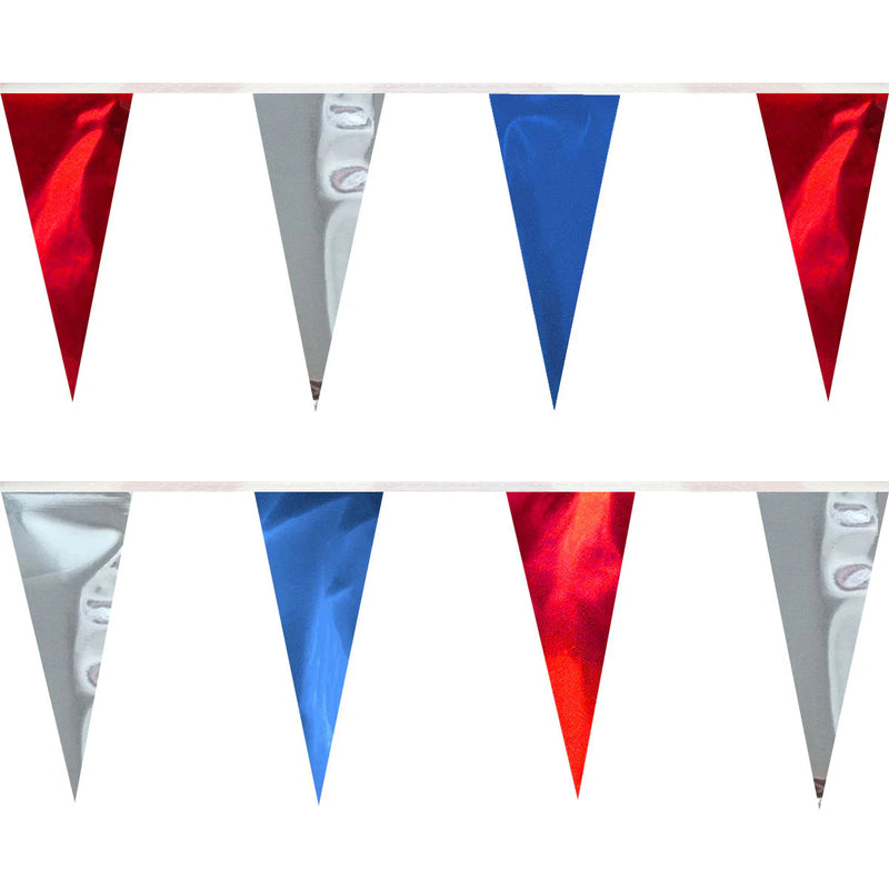 Load image into Gallery viewer, 60' Metallic Rainbow Pennant