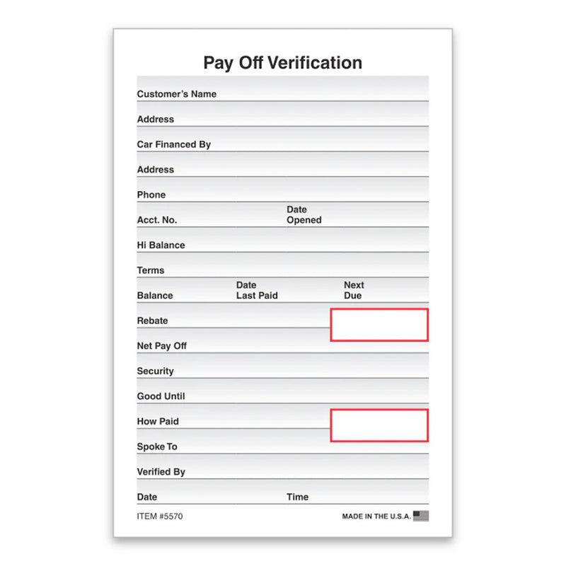 Load image into Gallery viewer, Pay Off Verification - Qty 100 Per Pad