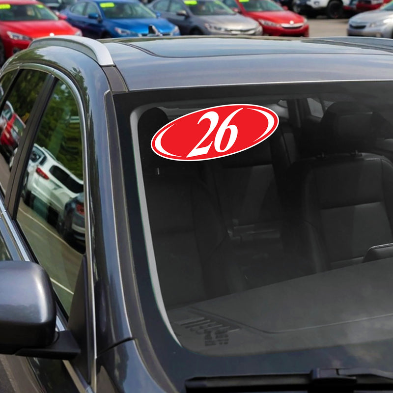 Load image into Gallery viewer, Red & White Two Digit Oval Year Model