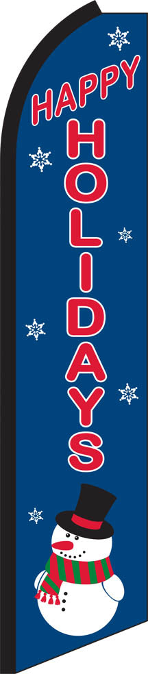 Load image into Gallery viewer, Half Sleeve Swooper Feather Flag - Blue Happy Holidays