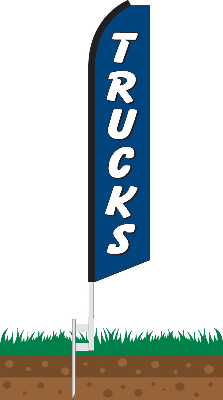 Load image into Gallery viewer, Half Sleeve Swooper Feather Flag - Trucks Blue & White