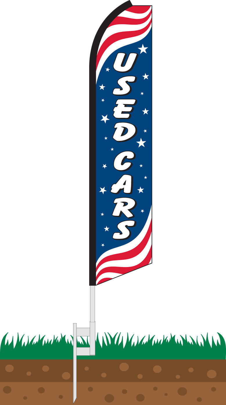 Load image into Gallery viewer, Half Sleeve Swooper Feather Flag - Used Cars Patriotic
