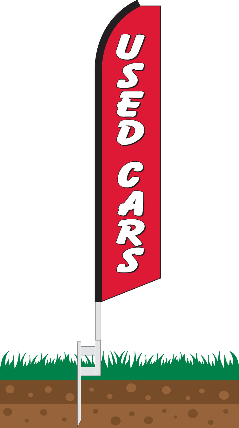 Load image into Gallery viewer, Half Sleeve Swooper Feather Flag - Used Cars Red & White