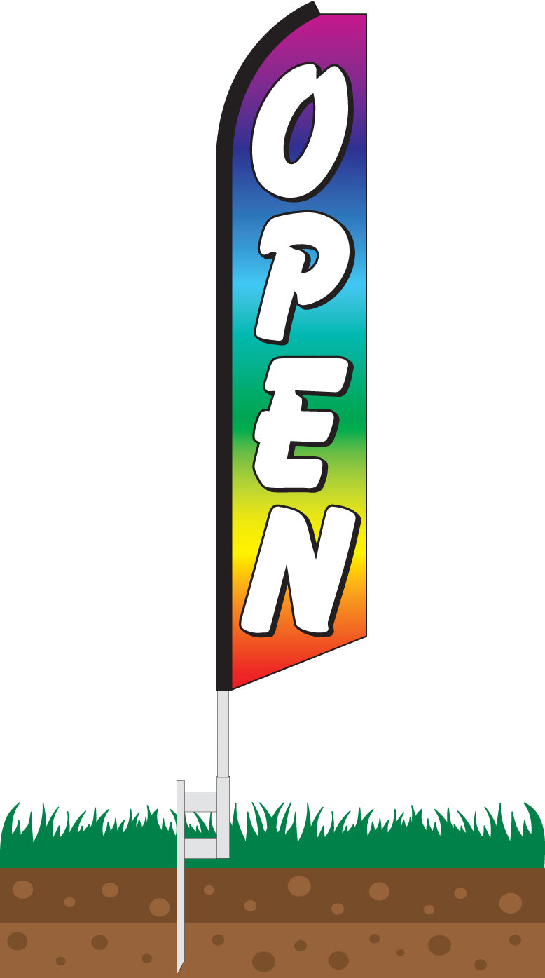 Load image into Gallery viewer, Half Sleeve Swooper Feather Flag - Open Rainbow