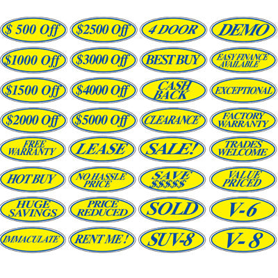 Load image into Gallery viewer, Blue & Yellow Oval Signs