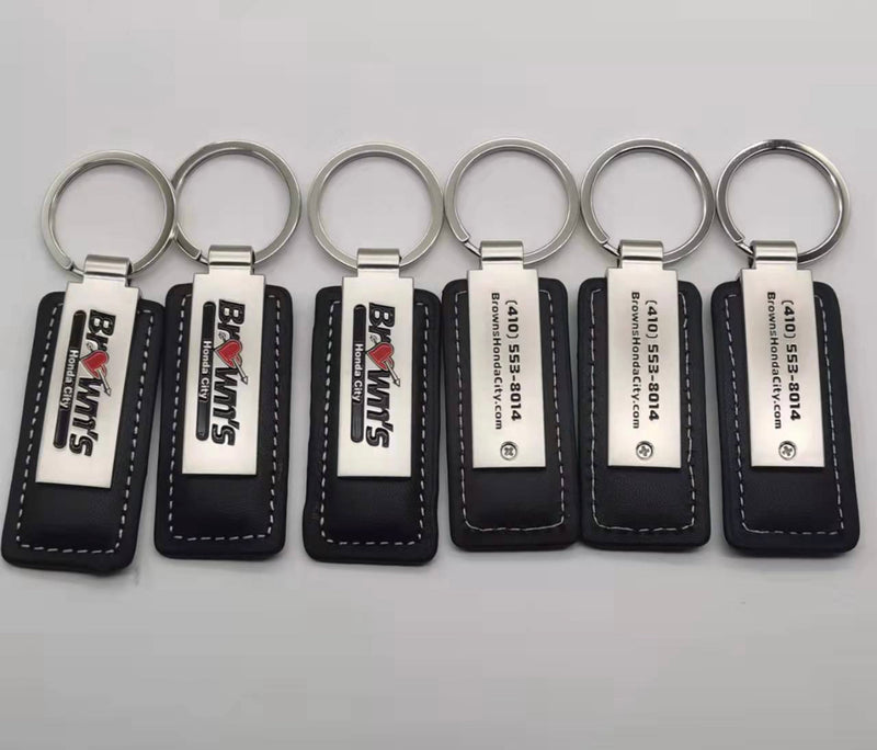 Load image into Gallery viewer, Custom Leather/Metal Rectangle Key Fobs