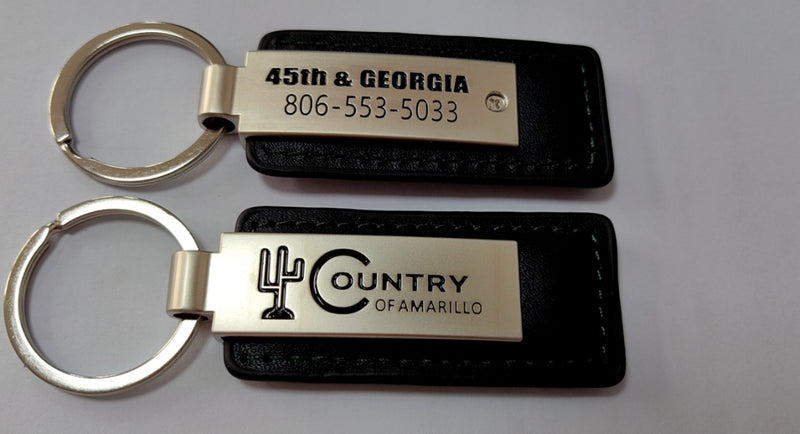 Load image into Gallery viewer, Custom Leather/Metal Rectangle Key Fobs