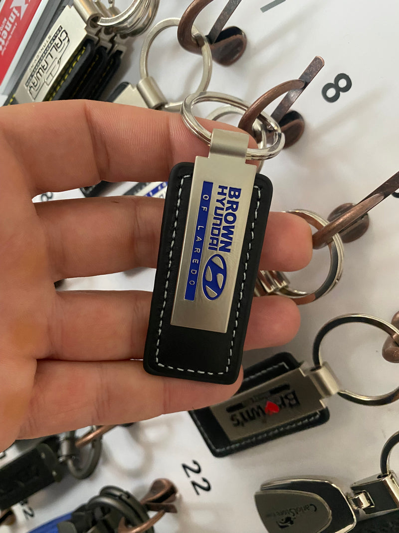 Load image into Gallery viewer, Custom Leather/Metal Rectangle Key Fobs