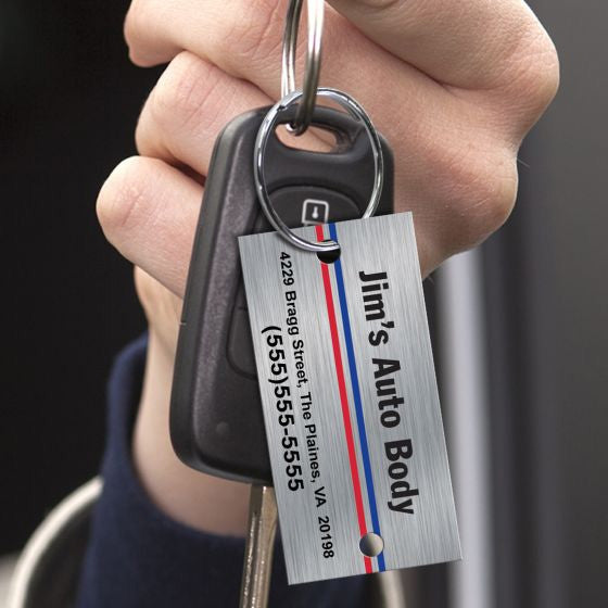 Load image into Gallery viewer, Custom Printed Brushed Chrome Key Tags (Box of 250)