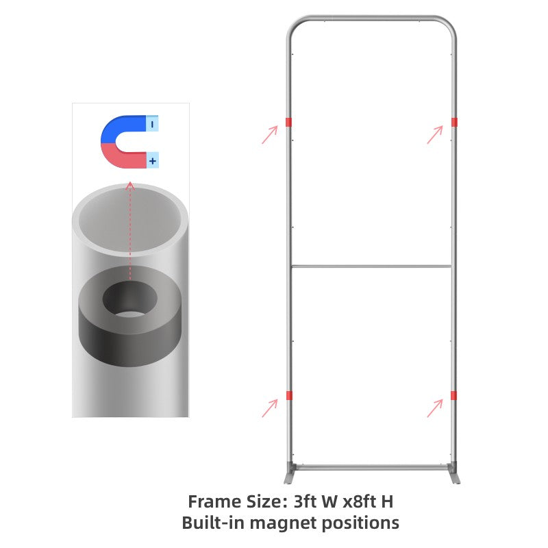 Load image into Gallery viewer, Magnetic straight fabric banner stand showcasing a sleek, professional display with a fabric panel and magnetic frame.