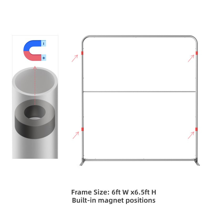 Load image into Gallery viewer, Magnetic straight fabric banner stand showcasing a sleek black frame with colorful fabric display for promotional use