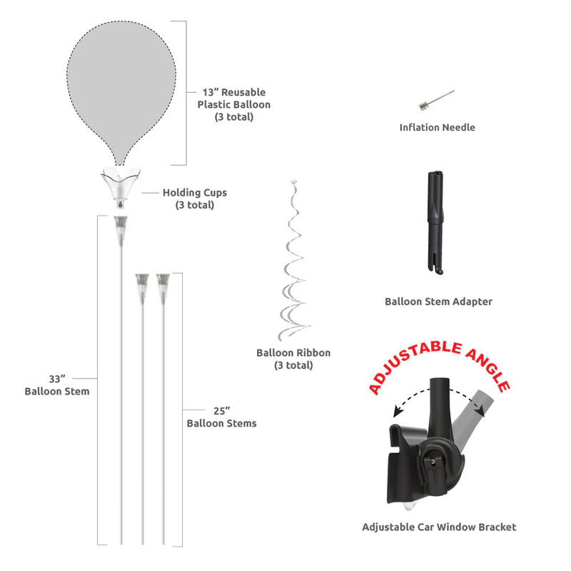 Load image into Gallery viewer, PermaShine® 3-Balloon Bouquet Adjustable Car Window Kit