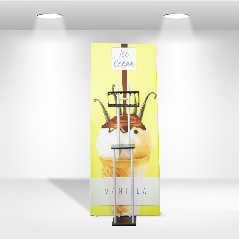 Load image into Gallery viewer, S Shaped Banner Stand With Display Shelves