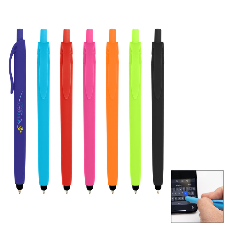 Load image into Gallery viewer, Zinnia Rubberized Pen With Stylus
