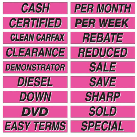 15 inch Hot Pink Adhesive Slogans