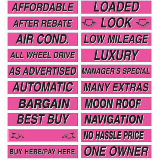 15 inch Hot Pink Adhesive Slogans
