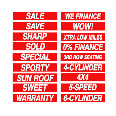 15 inch Red & White Adhesive Sign