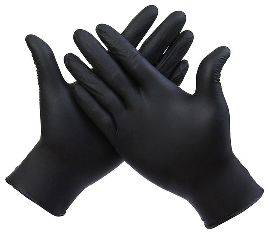 Black Nitrile Gloves - Large - Powder Free, Box of 100