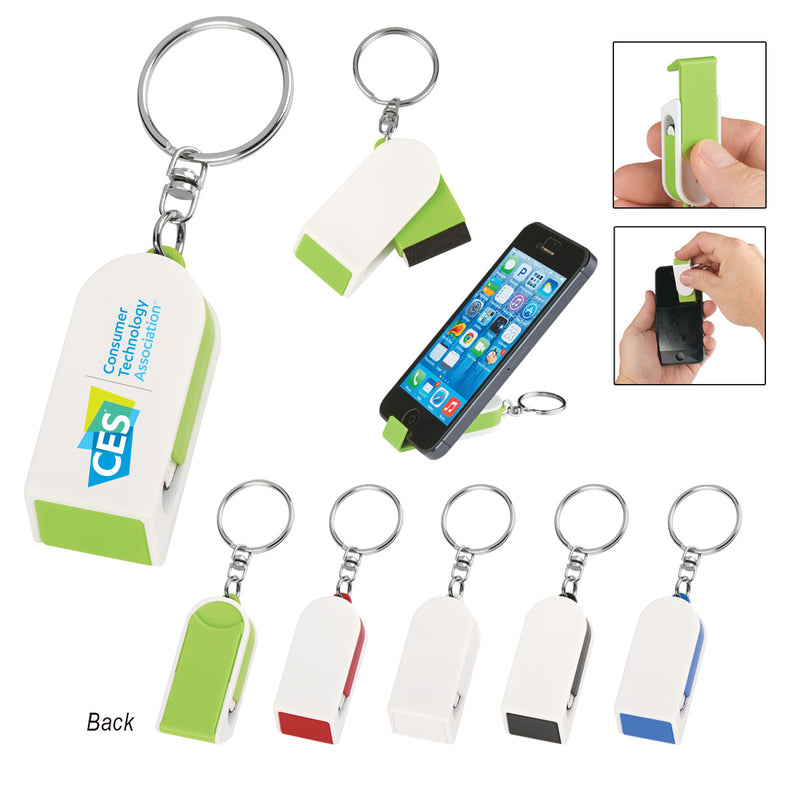 Load image into Gallery viewer, Phone Stand And Screen Cleaner Combo Key Chain
