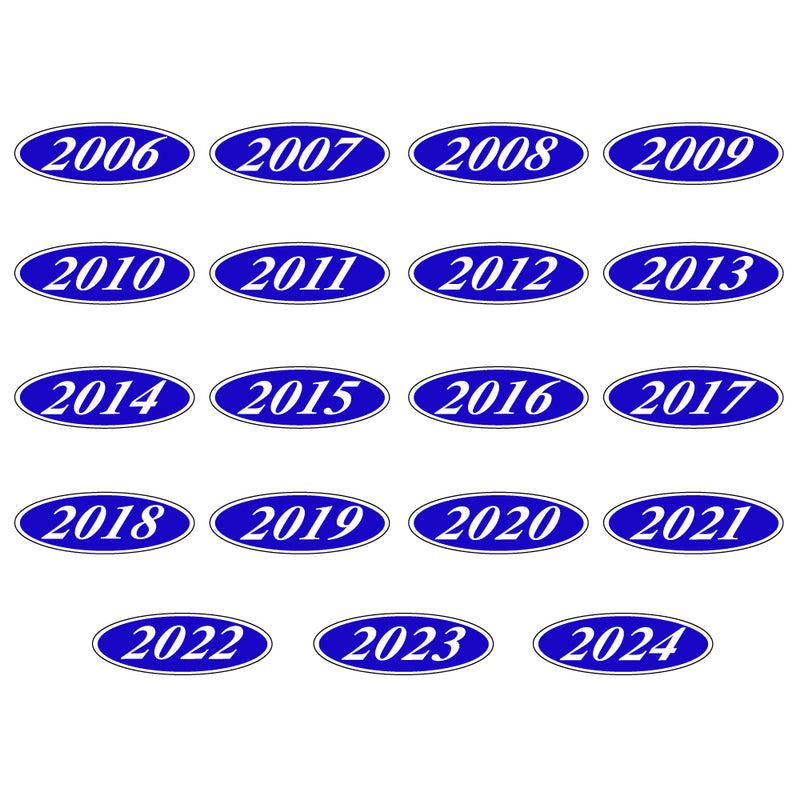 Load image into Gallery viewer, White &amp; Blue Oval Year Model
