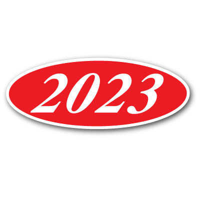 White & Red Oval Year Model