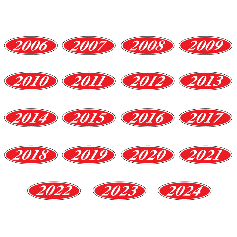 Load image into Gallery viewer, White &amp; Red Oval Year Model
