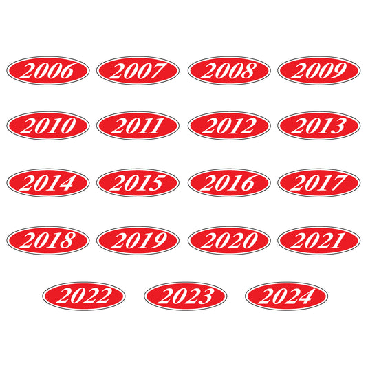 White & Red Oval Year Model