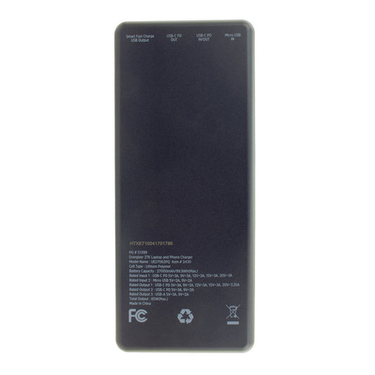 27,000 mAh Energizer® 65W Laptop Power Bank