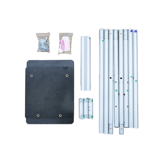 S Shaped Banner Stand With Display Shelves