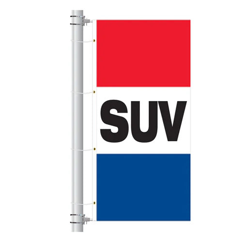 Load image into Gallery viewer, 3.5ft x 7.5ft  Drape Flag with Sleeves - Horizontal Slogan
