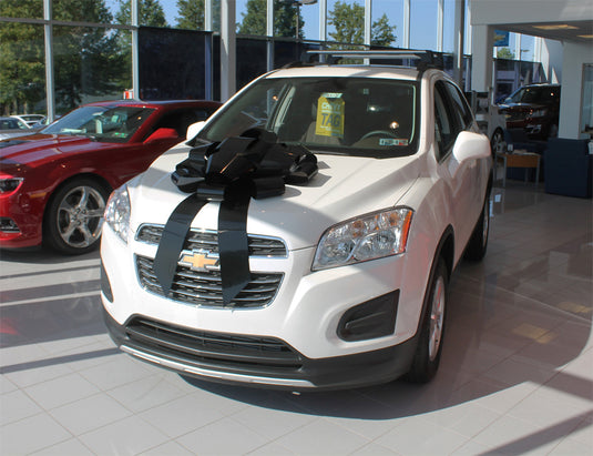 Large 30-inch black car bow from My Store, ideal for vehicle decoration and gifts, featuring bold, eye-catching design.