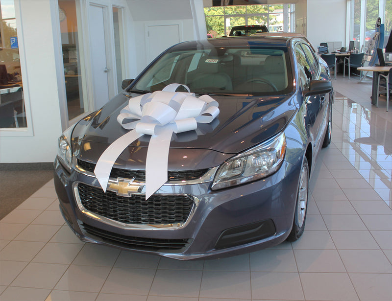 Load image into Gallery viewer, White 30-inch car bow from My Store, large decorative ribbon for vehicle gift wrapping or special occasions.
