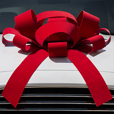 Load image into Gallery viewer, Red velvet 30-inch bow with magnetic base, ideal for decorating or gift wrapping, from My Store.
