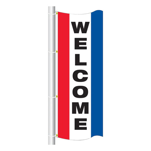 Load image into Gallery viewer, 3ft x 8ft  Drape Flag Free Flying- Vertical Slogan
