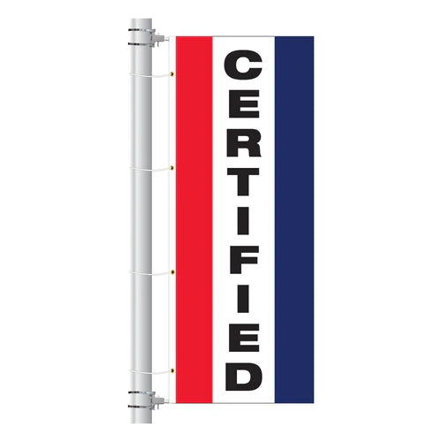 Load image into Gallery viewer, 3ft x 8ft  Drape Flag with Sleeves- Vertical Slogan

