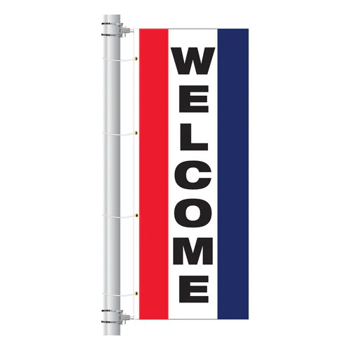 Load image into Gallery viewer, 3ft x 8ft  Drape Flag with Sleeves- Vertical Slogan
