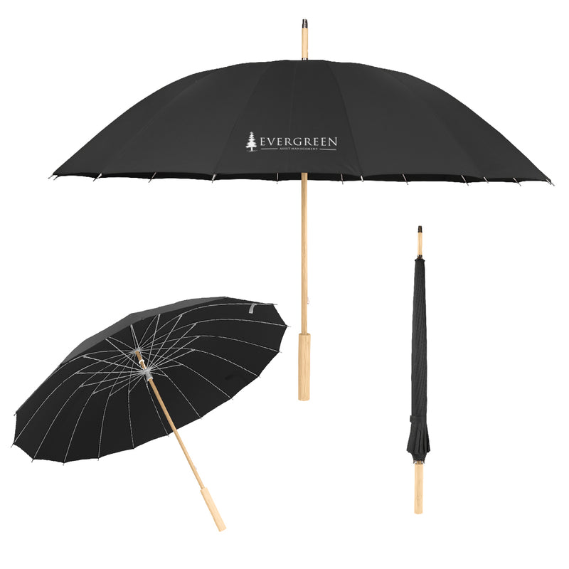 Load image into Gallery viewer, 46&quot; Arc Umbrella With 100% RPET Canopy &amp; Bamboo Handle
